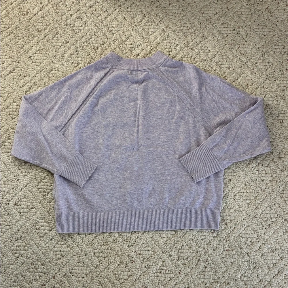 A New Day Grey & Purple Crewneck Sweater with Ribbed Cuff Detail